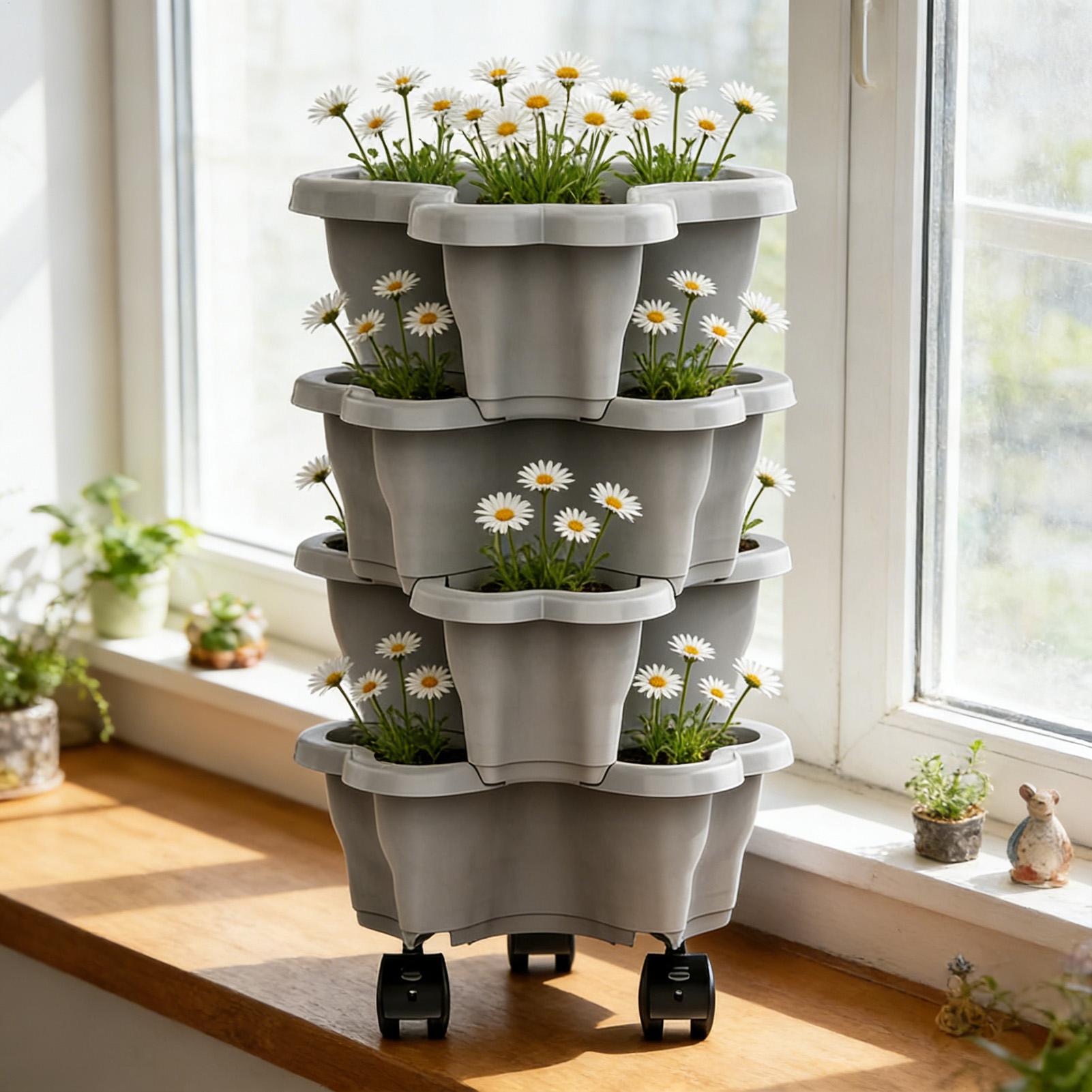 Vaso de plantas empilhável, va - Vertical Planter Tower avaliação e preço